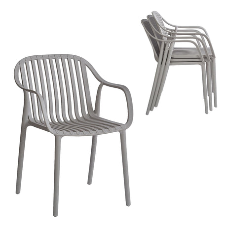 5-Piece Outdoor Patio Dining Set – Square Table with 4 Stackable Chairs, Weather-Resistant Garden or Balcony Furniture for Cafe, Backyard or Deck (Grey) Xdeco