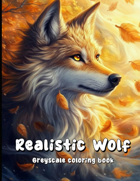 Realistic Wolf Greyscale coloring book: Beautiful and unique designs for adults to color, relax and enjoy. Majosta