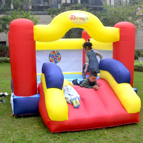 Dvreugde Bounce House, Inflatable Bouncer with Air Blower and Slide, Family Backyard Bouncy Castle with Dart Ball Game, Bouncy House for Kids, 12 ft x 9 ft x 7 ft H Dvreugde