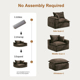 Korser 122" Sectional Couches for Living Room, Modular Boneless Couch with Deep Seat & Fluffy Cushion, Cozy Double-Layer Cushioned Sofa with Convertible Ottoman, Comfy Cloud Sofa, No Assembly Required Korser