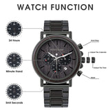 2win Mens Wooden Watches Luxury Stainless Steel Wood Watch for Men Chronograph Quartz Watches 2win