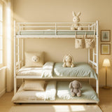 ArisingAsia Twin Over Twin Triple Bunk Beds with Trundle, Metal Bunkbeds with Ladder and Full-Length Guardrail, Noise Free, No Box Spring Needed ArisingAsia