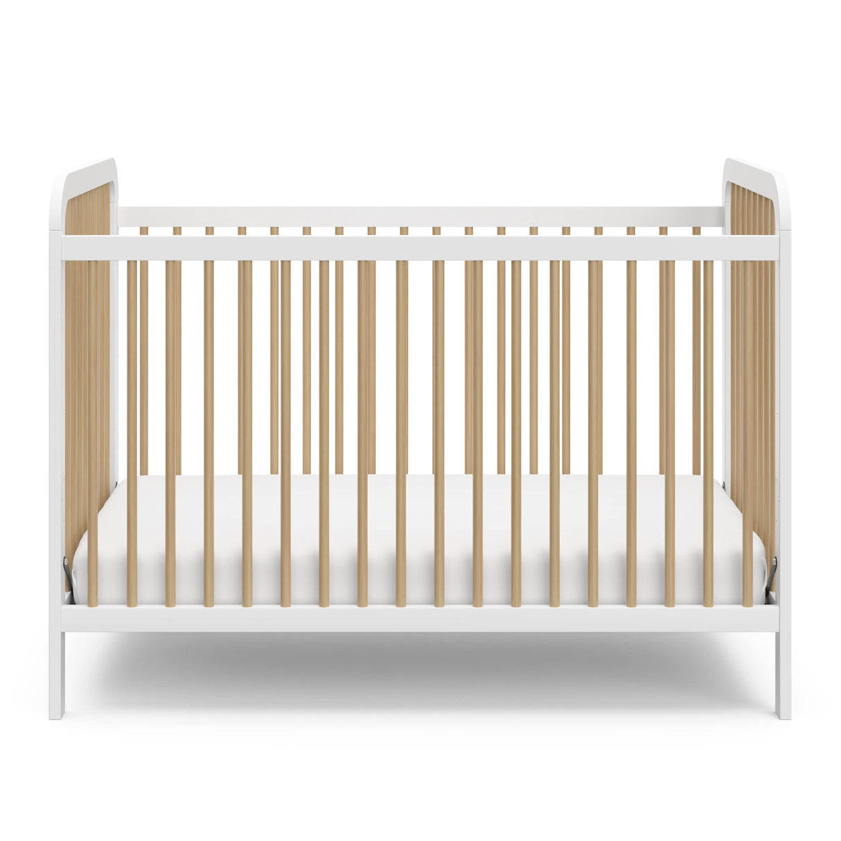 Storkcraft Pasadena 3-in-1 Convertible Crib (White with Driftwood) – GREENGUARD Gold Certified, Converts to Daybed and Toddler Bed, Fits Standard Full-Size Crib Mattress, Adjustable Mattress Height Storkcraft