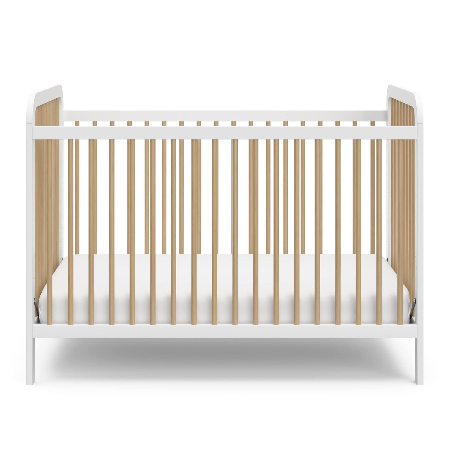 Storkcraft Pasadena 3-in-1 Convertible Crib (White with Driftwood) – GREENGUARD Gold Certified, Converts to Daybed and Toddler Bed, Fits Standard Full-Size Crib Mattress, Adjustable Mattress Height