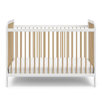 Storkcraft Pasadena 3-in-1 Convertible Crib (White with Driftwood) – GREENGUARD Gold Certified, Converts to Daybed and Toddler Bed, Fits Standard Full-Size Crib Mattress, Adjustable Mattress Height