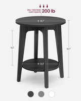 VASAGLE Side Table, Small Round End Table with Lower Shelf, Nightstand for Small Spaces, Living Room, Bedroom, Charcoal Gray ULET283T22 VASAGLE