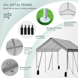 10 * 20 Heavy Duty Carport Canopy - Extra Large Portable Car Tent Garage with Adjustable Peak Height from 9.5ft to 11ft,Removable Roof &Side Walls for Car, SUV,Boats Sannwsg