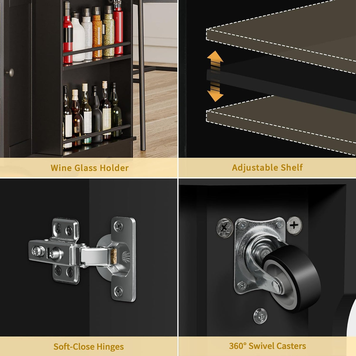 DWVO Kitchen Island w Stainless Steel Top Drop Leaf Bar Seating Power Outlet, 60" Large Rolling Mobile Center Islands w Folding Dropleaf Storage Drawer Cabinet Wheel Counter Height Metal Top, Black DWVO