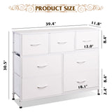 WLIVE Dresser with 7 Drawers, Dressers for Bedroom, Fabric Storage Tower, Hallway, Entryway, Closets, Sturdy Steel Frame, Wood Top, Easy Pull Handle, White WLIVE