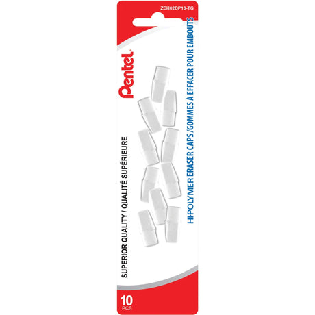 Pentel Hi-Polymer White Cap Erasers, Pack of 10 (ZEH02BP10) Pentel