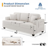 KKL Deep Seat Sofa 89 Inch with Throw Pillow, Modern Sofa, Couches for Living Room, Comfy Sofa, Sleeper Couch, Bouclé, Offwhite KKL