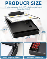 Metal Clipboard with Storage, Letter Size Heavy Duty Aluminum Clipboards, Dual Storage Binder Form Holder with High Capacity Clip for Teacher, Nurse, Police, School & Office Supplies - Frosted Black Sunnyclip