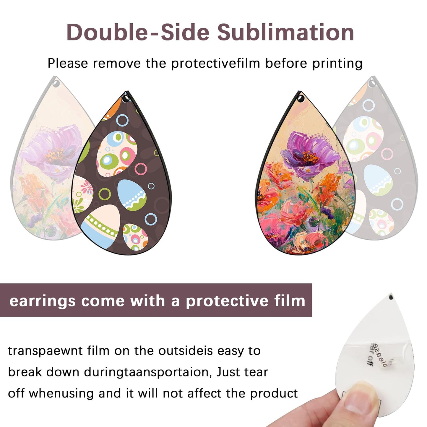 126 pcs Sublimation Earring Blanks Bulk Double-Sided MDF 42 pcs Wood Blank Sublimation Earring with 42 Earring Hooks and 42 Jump Rings for Sublimation Earrings Printing