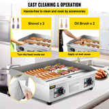 VEVOR 30" Commercial Electric Griddle 3000W Electric Countertop Griddle Non-Stick Restaurant 110V Teppanyaki Flat Top Grill Stainless Steel Adjustable Temperature Control 122°F-572°F (NO PLUG) VEVOR