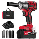 AVID POWER 1/2 Impact Wrench Brushless, 20V Cordless Impact Gun w/ 3 Variable Speeds, Max Torque 370ft-lbs (500N.m), 3.0Ah Li-ion Battery, 4Pcs Impact Sockets, Fast Charger AVID POWER