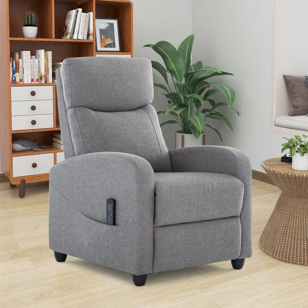 Zanzio Massage Modern Adjustable Heated Recliner Home Theater Single Sofa Chair Lounge with Padded Seat, Grey Zanzio