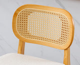 EALSON Counter Height Bar Stools Set of 2 Rattan Back Farmhouse Barstools Mid Century Modern Wood Bar Chairs Comfortable Sherpa Upholstered Kitchen Island Chairs for Pub/Breakfast Bar, Beige EALSON