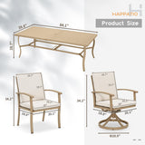 HAPPATIO Aluminum 9 Piece Patio Dining Sets, Outdoor Dining Set for 8, Patio Furniture Sets, 2 Swivel Dining Chairs, 6 Dining Chairs, Aluminum Furniture Set for Patio, Yard (Beige) HAPPATIO