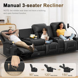 YONISEE 4 Seat Recliner Sofa with Flip Backrest Design, Loveseat Reclining Sofa with Storage Console, Drawer, USB Ports, 2 Cell Phone Holder, Loveseat Recliner Couch for Living Room (Black) YONISEE