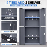 DNA MOTORING 71'' Metal Garage Storage Cabinet, Locking Tool Cabinet with 4 Doors and 2 Adjustable Shelves, Heavy Duty Metal Locker for Garage,Office,Home,Gym,Gray, TOOLS-00634-GY-GY-A DNA MOTORING