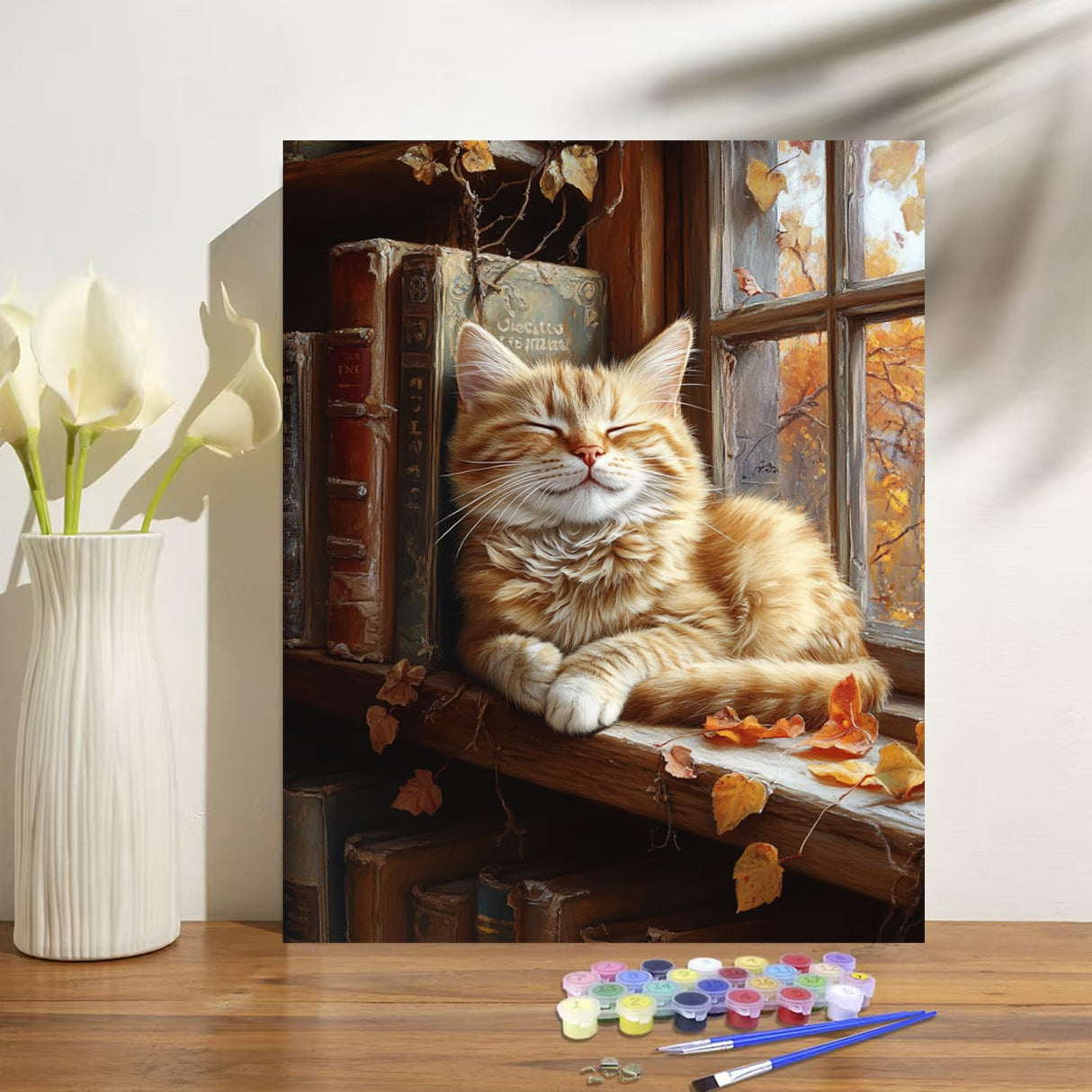 obterie Cat Paint by Numbers Kit for Adults Beginner Books Oil Painting Kit Adult Paint by Number Kits on Canvas DIY Painting for Beginners Art by Numbers for Gifts Home Wall Decor 16x20 Inch obterie