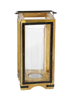 Deco 79 Wood and Metal and Glass Lantern, 8" x 8" x 22" Deco 79
