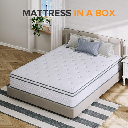 TXO King Size Mattress, 12 Inch Plush Hybrid Mattress with Pocketed Springs and Gel Memory Foam, Sufficient& Even Support, Enhance Edge Support, Motion Isolation, King Mattress in a Box