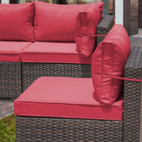 RTDTD 13 Pieces Outdoor Patio Furniture Set with Propane Fire Pit Table Outdoor Furniture Patio Sectional Sofa Conversation Sets w/ETL Approved 43" Gas Outdoor Fire Table & Coffee Table (Red) RTDTD
