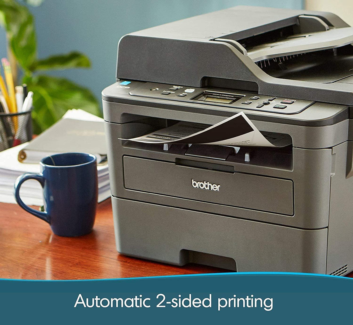 Brother DCP-L2550DW All-in-One Wireless Monochrome Laser Printer - Print Scan Copy - 2400 x 600 dpi, 36 ppm, 128MB Memory, 250-Sheet, 50-Sheet ADF, Auto 2-Sided Printing, Wulic Printer Cable Brother