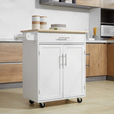 HOMCOM Kitchen Island Cart Rolling Trolley Cart with Drawer, Storage Cabinet & Towel Rack, White HOMCOM