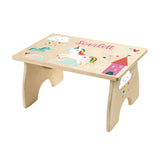 Unicorn Step Stool for Kids- Personalized Wood Toddler Step Stool with Name for Kitchen Sink, Bathroom, Potty Training, Kitchen Sink- Sturdy and Safe- Made in USA by BloomOwl (Unicorn- Doodle) BloomOwl
