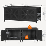 HOOBRO Cat Litter Box Enclosure for 2 Cats, Hidden Litter Box Furniture, 47.2 x 17.7 x 19.7 Inches, Wooden TV Stand with Dual Room, Large Cat House for 2 Cats, Black BK32MW01G1 HOOBRO