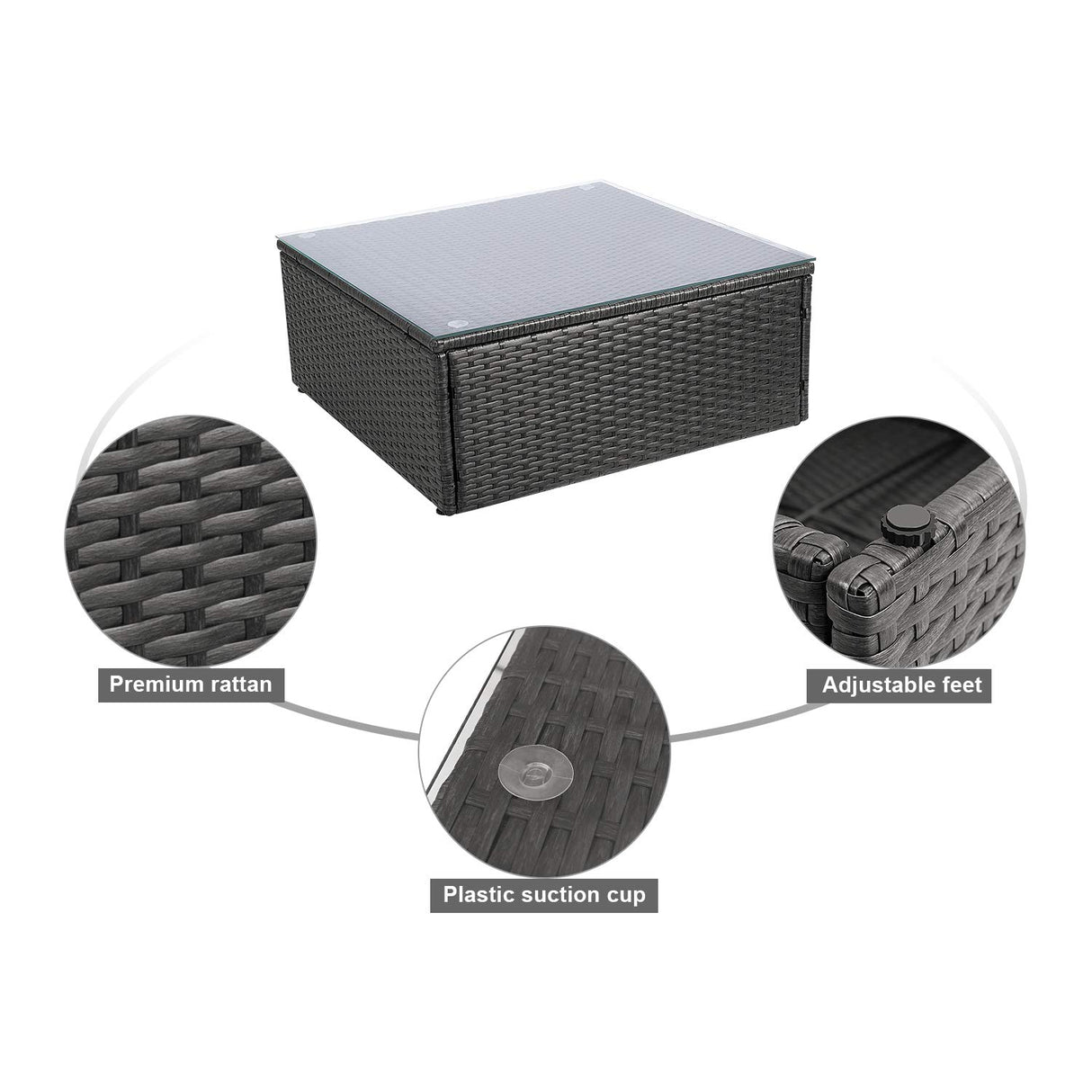 Homall 11 Pieces Outdoor Patio Furniture Sofa Set, All Weather PE Rattan Wicker Sectional Sets Modern Modular Couch Outside Conversation Set with Thick Cushions and Glass Coffee Table Homall