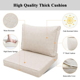 YOEEMZ Aluminum Patio Furniture Set, All-Weather Outdoor Couch Sectional, L Shaped Patio Conversation Sets, Metal Corner Sofa with Teak Coffee Table, Beige YOEEMZ