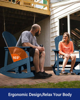 YEFU Outdoor Rocking Chair,Adirondack Rocking Chair,Patio Rocker Chair with Wide Back,Oversized Rocker Chair Look Like Real Wood, for Lawn, Porch, Backyard, Indoor and Garden(Navy Blue) YEFU