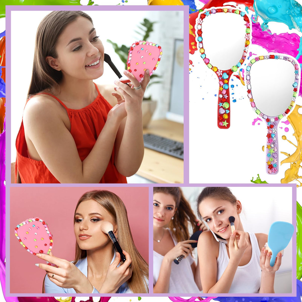 Wonderjune 24 Pcs Handheld Mirror DIY Decorate Your Own Mermaid Princess Mirror for Classroom Princess Birthday Party Favors Crafts Mermaid Game Decorations Supplies Wonderjune