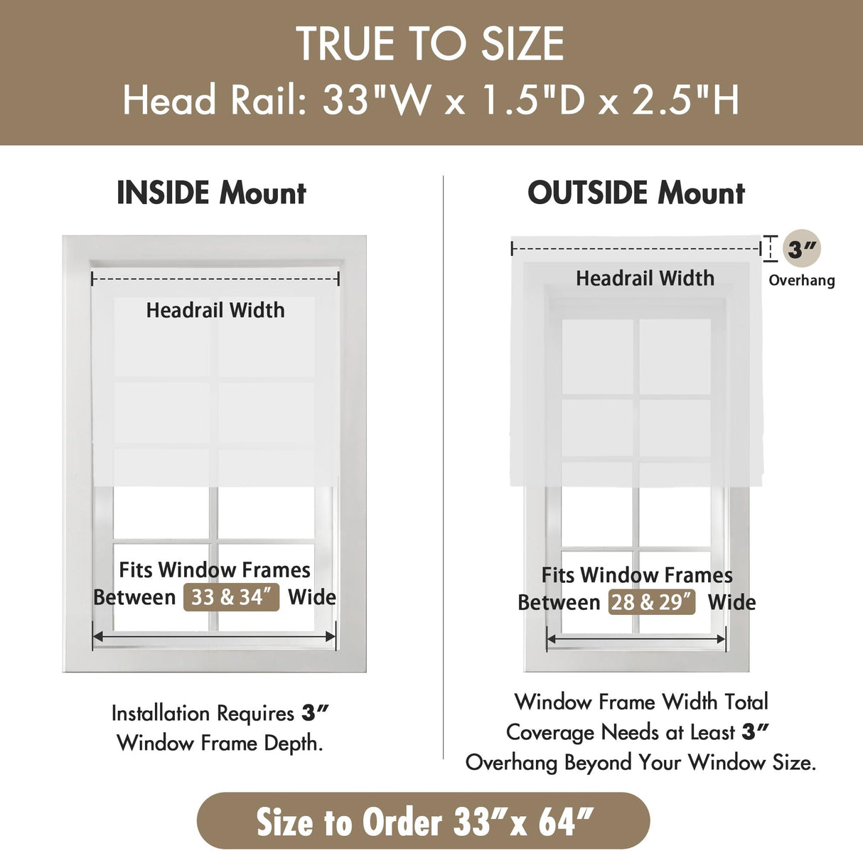 Madison Park Galen Cordless Roman Shades - Fabric Privacy Single Panel Darkening, Energy Efficient, Thermal Insulated Window Blind Treatment, for Bedroom, Living Room Decor, 33" x 64", White Madison Park