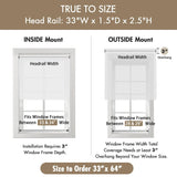 Madison Park Galen Cordless Roman Shades - Fabric Privacy Single Panel Darkening, Energy Efficient, Thermal Insulated Window Blind Treatment, for Bedroom, Living Room Decor, 33" x 64", White Madison Park