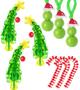 GYGOT Christmas Crafts for Kids Adults,30 Sets Christmas Beaded Ornament Kit for Kids to Make-Including 12 PCS Green Monster/6 PCS Tree/12 PCS Candy Cane,Christmas Tree Decorations (Assembly Needed) GYGOT