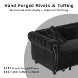 LuxyHoom 89" King Pull Out Sofa Bed, Velvet Chesterfield Sleeper Sofa Couch, 3 in 1 Convertible Tufted Futon Couches with Ottoman for Living Room, Small Space, Apartment, Office, Bedroom, Black LuxyHoom