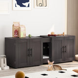 Festisoul Double Compartment Cat Litter Box Enclosure with Hidden Design, Wooden Cat Washroom Furniture for Indoor Cats, Hidden Litter Box Cabinet in Hidden Mountain Walnut Festisoul