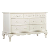 Evolur Aurora 7 Drawer Double Dresser in Ivory Lace, Fitted with 7 deep and Roomy Drawers with Five-Piece Drawer Box Construction, Comes Assembled Evolur