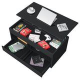 HOMMPA Lift Top Coffee Table with LED Light Morden Coffee Table with Storage Black Coffee Table for Living Room High Gloss Tea Table LED Center Tables Hidden Compartment & 2 Open Shelve & 2 Drawers HOMMPA