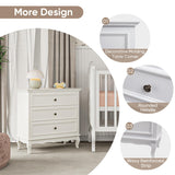 RoyalCraft White 3 Drawer Dresser for Bedroom, Wide Chest of Drawers with Ball Bearing Slide, Modern Wood Dresser Wide Nightstand Cabinet for Living Room RoyalCraft