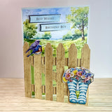 Katy Sue Pretty Petals Picket Fence Card Making Kit. Contains 8 Shaped Cards, 2 Sheets of Die Cut Decoupage, Foam Pads, 8 Envelopes & Instructions. for Card Making Supplies & Card Crafting Katy Sue