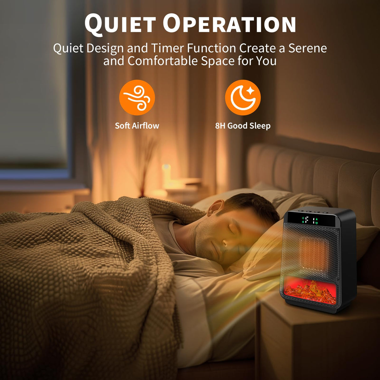 Mini Electric Fireplace Heater for Indoor Use,1500W Small Space Fireplace Heater with 3D LED Flame,Safety Protection,Portable Desktop Fireplace Heater for Office Home Christmas Decoration(Black) Cuteqi