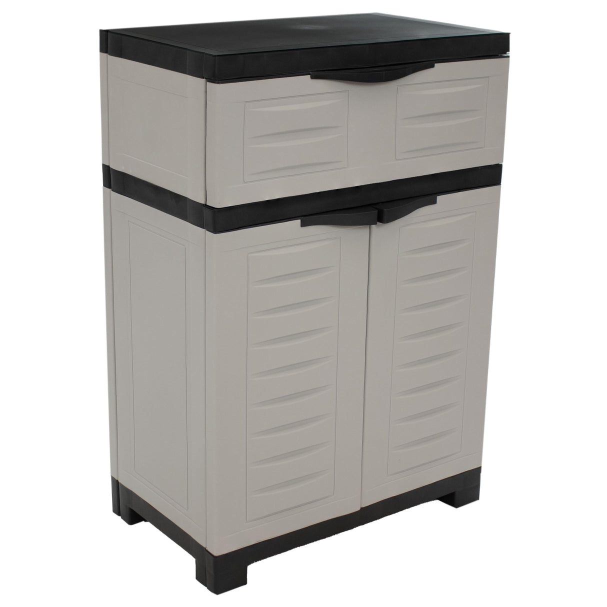 Sunnydaze Plastic Garage Storage Cabinet with Adjustable Shelf - 34.5" H - Garage, Office, Home, Laundry Room - Gray Sunnydaze Decor