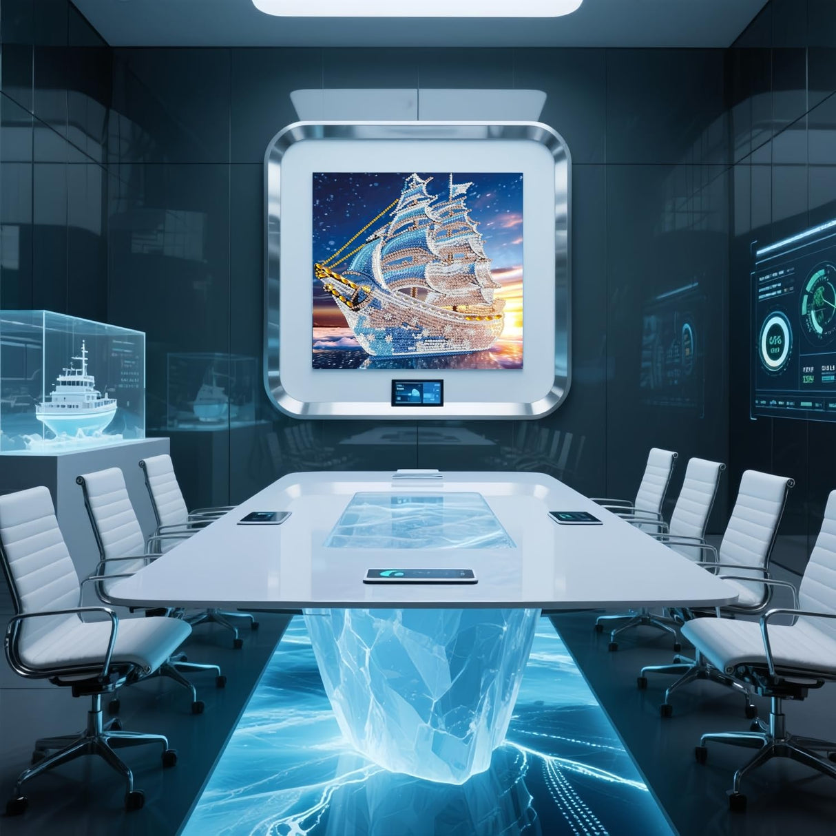 5D Diamond Art Kits for Adults,Ocean Ice Sailboat Special Shape Diamond Painting Kits for Beginners, DIY Crystal Diamond Dots Gem Art Craft for Home Decor 11.8x11.8 Inch Acelii