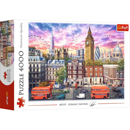 Trefl Walking Around London 4000 Piece Jigsaw Puzzle Red 54"x38" Print, DIY Puzzle, Great Britain, England, Creative Fun, Classic Puzzle for Adults and Children from 12 Years Old