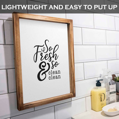 So Fresh And So Clean Sign 11x16 Inch, Farmhouse Bathroom Decor Wall, So Fresh So Clean Wall Art, Small Bathroom Sign Rustic Farmhouse Bathroom Wall Decor Funny Bath Room Sign with Wood Frame - WoodArtSupply